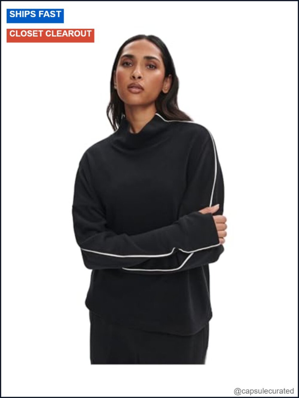 High Neck Midlayer Sweatshirt Women Pullover Long Sleeve